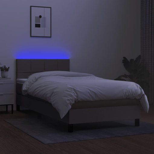 Letto A Molle Con Materasso E Led Tortora 100x200cm In Tessuto - Image 4