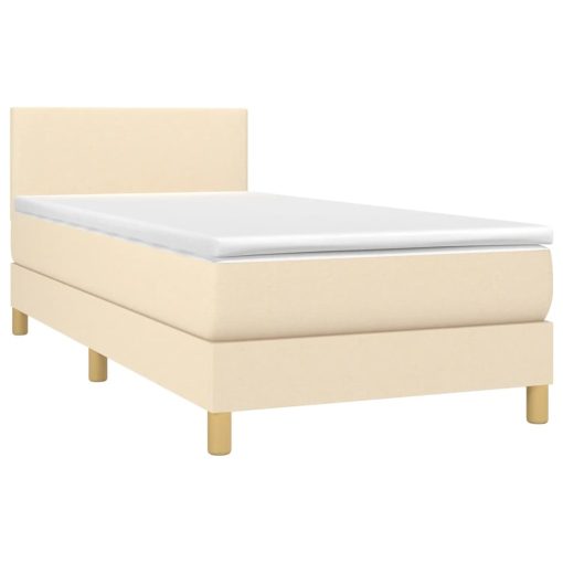 Letto A Molle Con Materasso E Led Crema 90x200 Cm In Tessuto - Image 3
