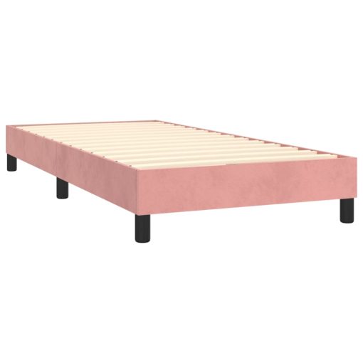 Letto A Molle Con Materasso E Led Rosa 90x190 Cm In Velluto - Image 5