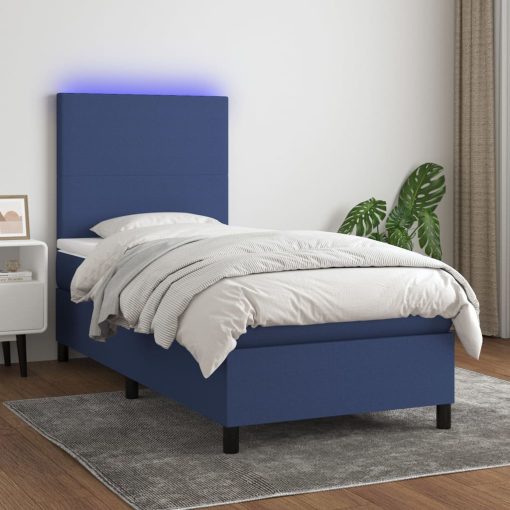 Letto A Molle Con Materasso E Led Blu 90x200 Cm In Tessuto