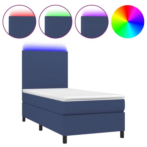 Letto A Molle Con Materasso E Led Blu 90x200 Cm In Tessuto - Image 2