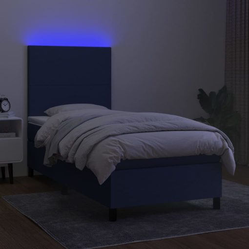 Letto A Molle Con Materasso E Led Blu 90x200 Cm In Tessuto - Image 4