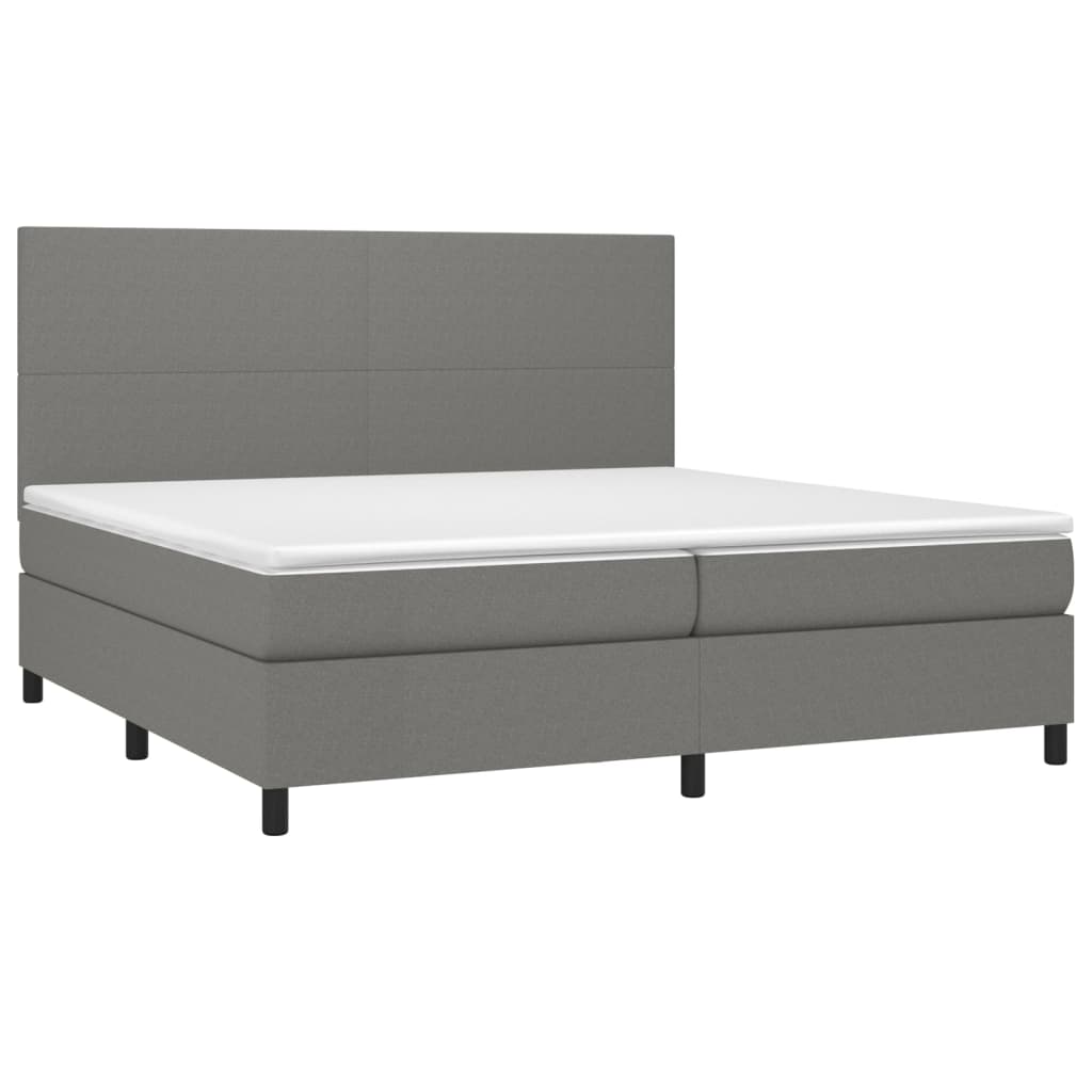 Letto A Molle Materasso E Led Grigio Scuro 200x200cm In Tessuto - Image 3