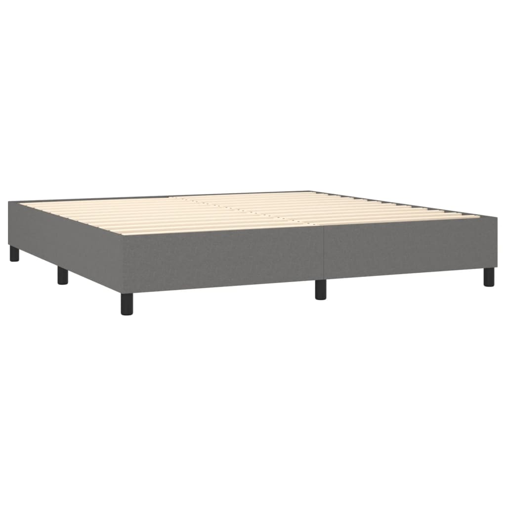 Letto A Molle Materasso E Led Grigio Scuro 200x200cm In Tessuto - Image 5