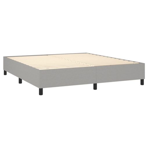 Letto A Molle Materasso E Led Grigio Chiaro 160x200 Cm Tessuto - Image 5