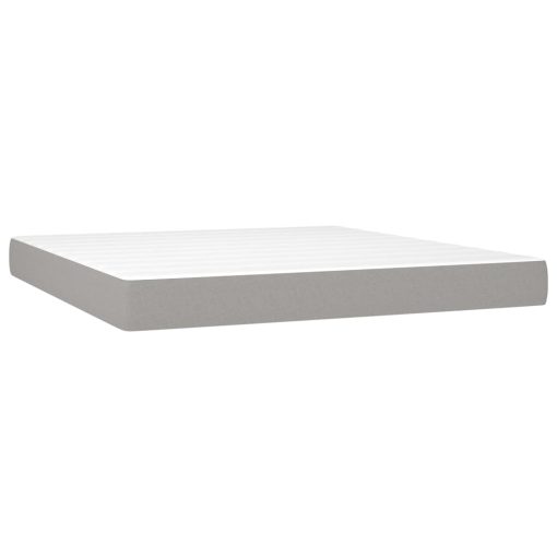 Letto A Molle Materasso E Led Grigio Chiaro 160x200 Cm Tessuto - Image 6