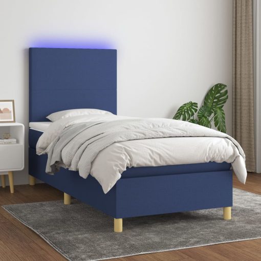Letto A Molle Con Materasso E Led Blu 90x200 Cm In Tessuto