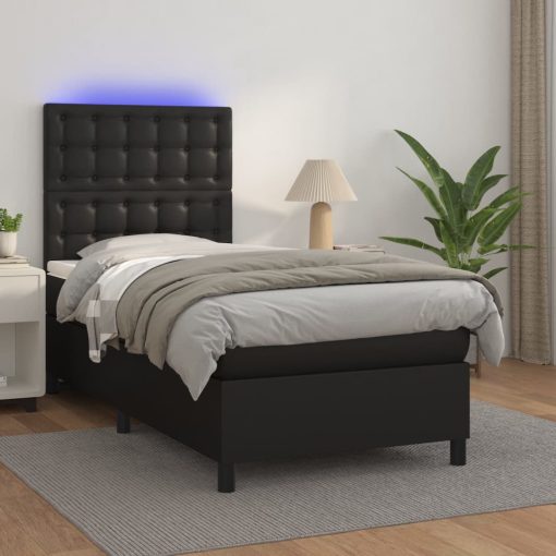 Giroletto A Molle Con Materasso E Led Nero 100x200cm Similpelle