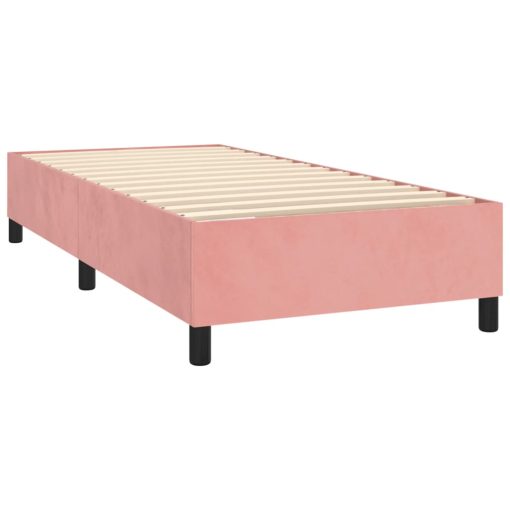 Letto A Molle Con Materasso E Led Rosa 90x200 Cm In Velluto - Image 5