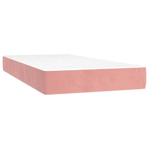 Letto A Molle Con Materasso E Led Rosa 90x200 Cm In Velluto - Image 6