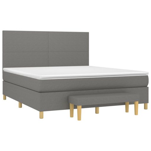 Giroletto A Molle Con Materasso Grigio Scuro 160x200 Cm Tessuto - Image 3