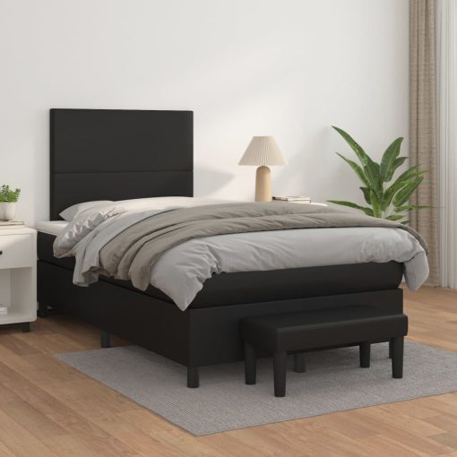 Giroletto A Molle Con Materasso Nero 120x200 Cm In Similpelle