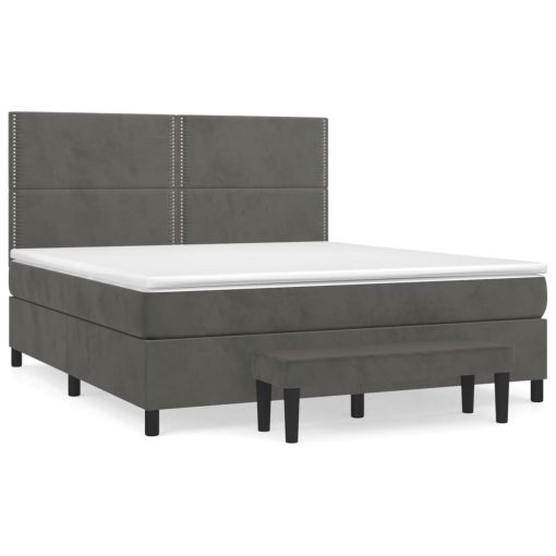 Giroletto A Molle Con Materasso Grigio Scuro 160x200 Cm Velluto - Image 2