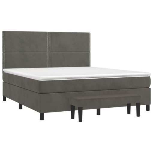 Giroletto A Molle Con Materasso Grigio Scuro 160x200 Cm Velluto - Image 3
