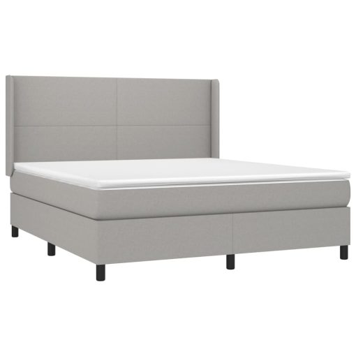 Letto A Molle Materasso E Led Grigio Chiaro 160x200 Cm Tessuto - Image 4
