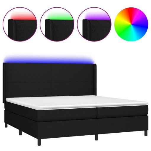 Letto A Molle Materasso E Led Nero 200x200cm In Tessuto - Image 2