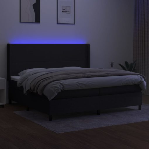 Letto A Molle Materasso E Led Nero 200x200cm In Tessuto - Image 3