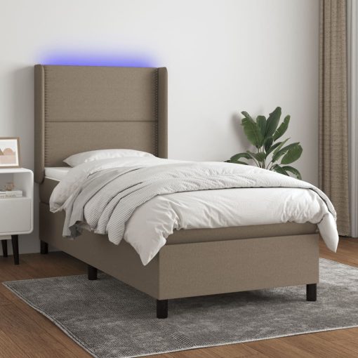 Letto A Molle Con Materasso E Led Tortora 90x190 Cm In Tessuto