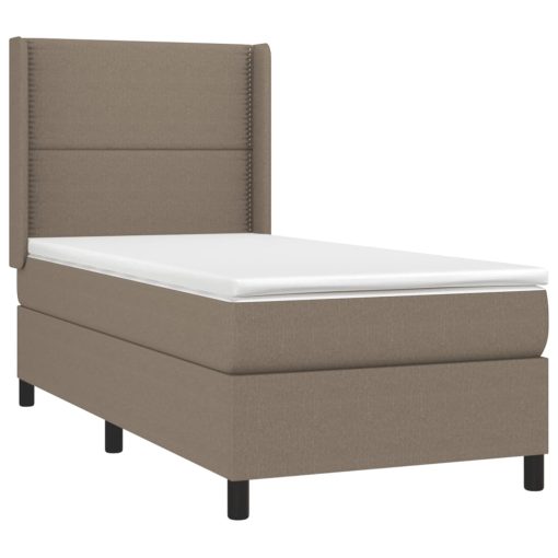 Letto A Molle Con Materasso E Led Tortora 90x190 Cm In Tessuto - Image 4