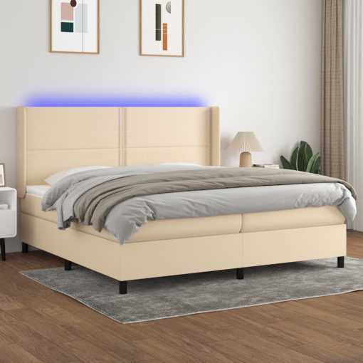 Letto A Molle Materasso E Led Bianco 200x200cm In Tessuto