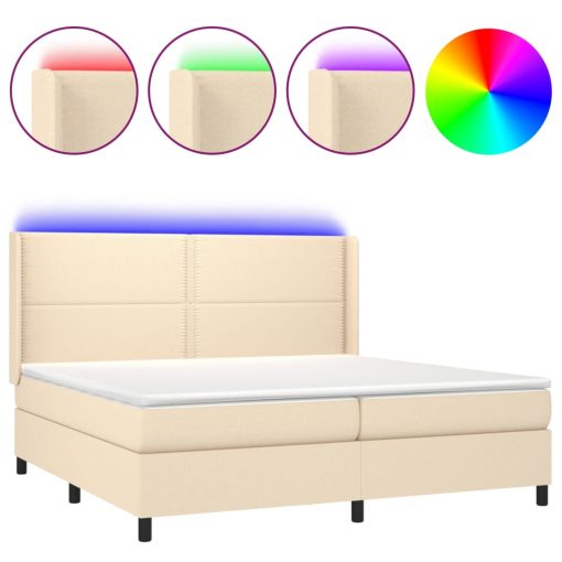 Letto A Molle Materasso E Led Bianco 200x200cm In Tessuto - Image 2