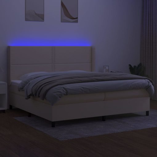 Letto A Molle Materasso E Led Bianco 200x200cm In Tessuto - Image 3