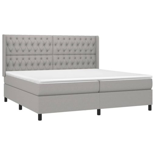 Letto A Molle Materasso E Led Grigio Chiaro 200x200 Cm Tessuto - Image 4