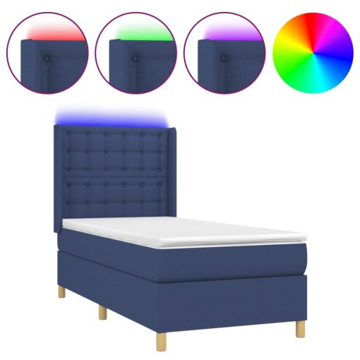 Letto A Molle Con Materasso E Led Blu 90x200 Cm In Tessuto - Image 2