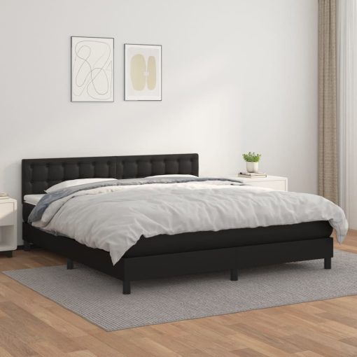 Giroletto A Molle Con Materasso Nero 160x200 Cm In Similpelle