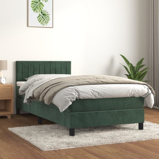 Giroletto A Molle Con Materasso Verde Scuro 90x190 Cm Velluto