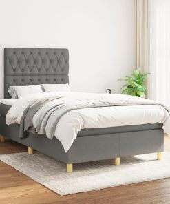 Giroletto A Molle Con Materasso Grigio Scuro 120x200 Cm Tessuto