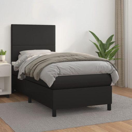 Giroletto A Molle Con Materasso Nero 80x200 Cm In Similpelle