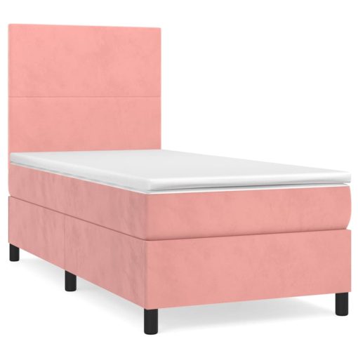 Giroletto A Molle Con Materasso Rosa 100x200 Cm In Velluto - Image 2