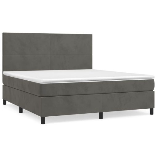 Giroletto A Molle Con Materasso Grigio Scuro 180x200 Cm Velluto - Image 2