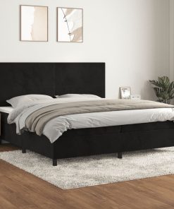 Giroletto A Molle Con Materasso Nero 200x200 Cm In Velluto