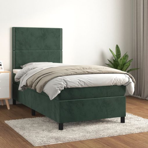 Giroletto A Molle Con Materasso Verde Scuro 90x200 Cm Velluto