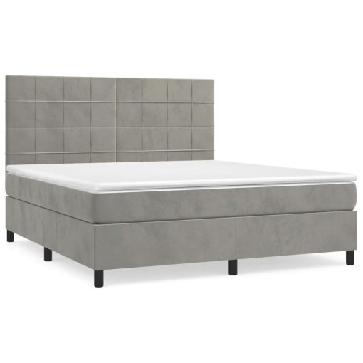 Giroletto A Molle Con Materasso Grigio Chiaro 180x200cm Velluto - Image 2