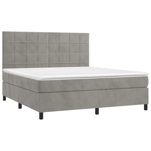 Giroletto A Molle Con Materasso Grigio Chiaro 180x200cm Velluto - Image 3