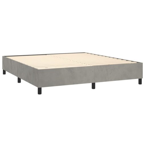 Giroletto A Molle Con Materasso Grigio Chiaro 180x200cm Velluto - Image 4