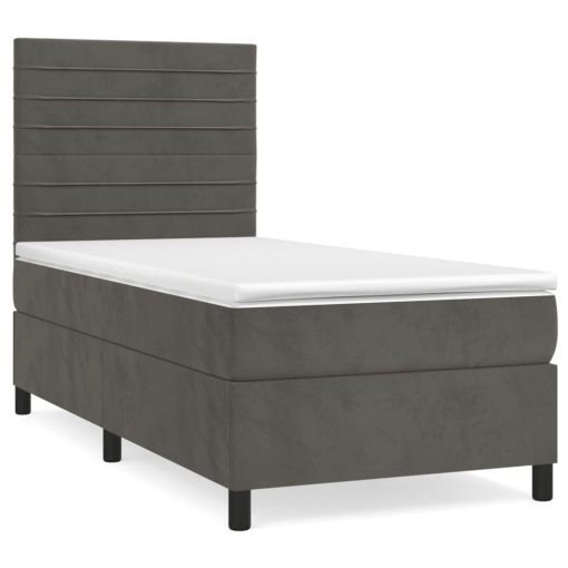 Giroletto A Molle Con Materasso Grigio Scuro 90x200 Cm Velluto - Image 2