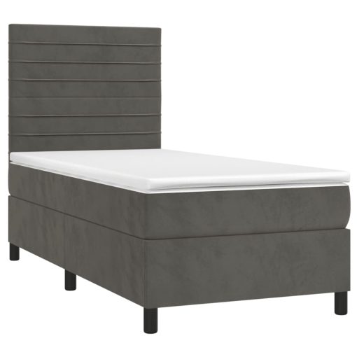Giroletto A Molle Con Materasso Grigio Scuro 90x200 Cm Velluto - Image 3