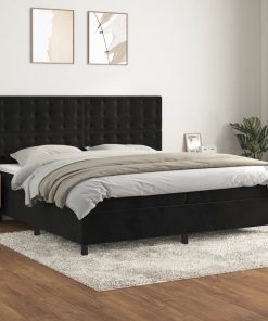 Giroletto A Molle Con Materasso Nero 200x200 Cm In Velluto