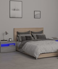 Comodini 2 Pz Con Luci Led Grigio Sonoma 60x35x40 cm