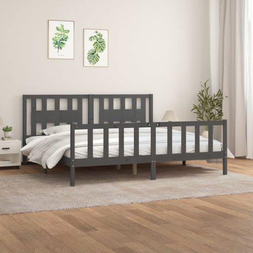 Giroletto Con Testiera Grigio Legno Massello Di Pino 200x200 cm