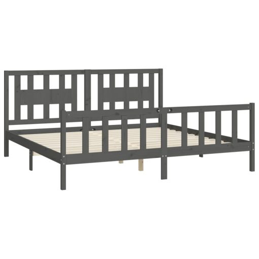 Giroletto Con Testiera Grigio Legno Massello Di Pino 200x200 cm - Image 4