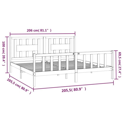 Giroletto Con Testiera Grigio Legno Massello Di Pino 200x200 cm - Image 6