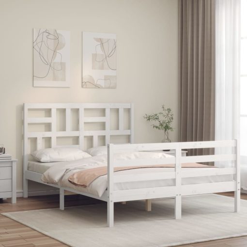 Giroletto Con Testiera Bianco 120x200 Cm In Legno Massello
