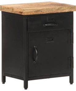Comodino 40x30x52 Cm In Legno Di Mango Grezzo