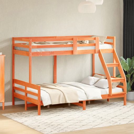 Letto A Castello 80x200/120x200 Cm Marrone Cera Massello Pino