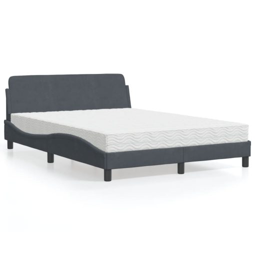 Letto Con Materasso Grigio Scuro 140x190 Cm In Velluto